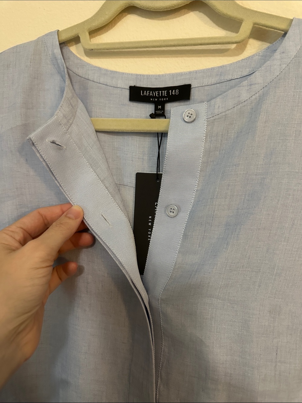 Lafayette 148 New York Powder Blue Linen Popover - Picture 2 of 5